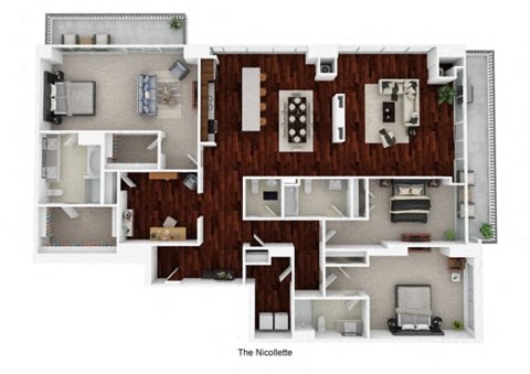 Floor plan for 3 beds, 4 baths, 2744 sqft